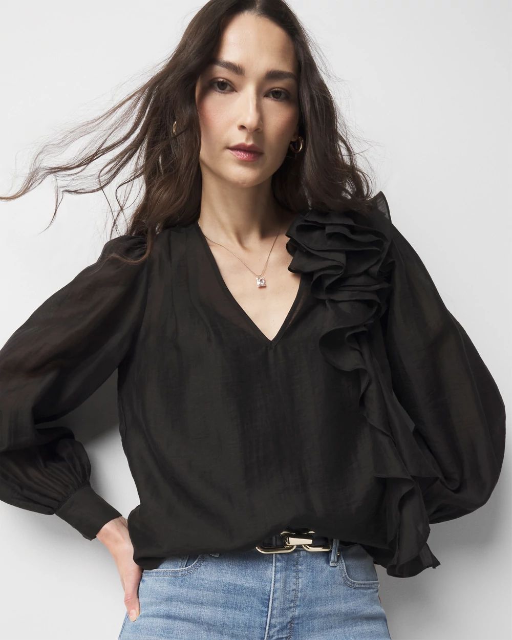 ミレム mirem Boil lawn blouse （BLACK） TWILL GATHERED SLEEVE BLOUSE – THE SHOP YOHJI YAMAMOTO